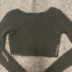Zara Dark Green Sweater with Light Pink Accents